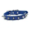 Fashion Punk Metal Rivet Dog Collar Candy Colors Pu Leather Leash Collars Pet Puppy Supplies Red Blue Black Blue