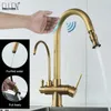 Ellen Touch Control Köksfall Filter Dra ut Antqiue Bronze Köksblandare Krankran Sensor Kaucet Kallvatten El9139AS 210724