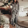 Pink Print Loose Lounge Wear Casual 2 Piece Sets Womens Outfits Autumn Long Sleeve Tops And Jogger Suit Ladies 2pcs Tracksuits Y0625