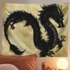 Arazzi Black Dragon Art Tapestry Wall Hanging Anime Painting Pattern Mandala Fabric Tappeto gotico per la decorazione della casa