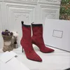 2021 autumn and winter women's designer boots fashion hgh quality knitted inner leather elastic boot show party heel 9.5cm luxury packaging 35-41