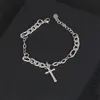 Cadeia de link Nandesi 2022 Charm Cross Bracelet Jewelry Menom Men's Stainless Curb Color Silver 17cm/19cm/21cm