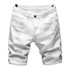 2020 Été Nouveaux hommes déchiré Denim Shorts Style classique Noir Blanc Mode Casual Slim Fit Jeans courts Marque masculine X0628