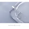 Klasyczny Nieregularny owalny Dangle Kolczyk dla kobiet Pure 925 Sterling Silver Simple Geometryczna Kwadratowa Biżuteria 210707