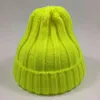 Jasny Kolor Streetwear Hip Hop Winter Kapelusz Dzianiny Czapka Dla Kobiet Mężczyźni Neon Zielony Neon Pomarańczowy Gorący Różowy Żółty Y21111