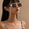 Hip-hop tendance longue suspension cou multicouche chaîne lunettes de soleil chaîne Style de rue Simple lunettes de soleil accessoires en métal