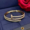 screw Full drill nails Gold Bracelets Women Bangles Punk for gift luxurious Superior quality jewelry Three Circle Br342V