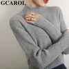 GCAROL Hiver Femmes Minimaliste Pull En Cachemire Col Standard 30% Laine Jacquard Rayures Épissé Jersey Plus La Taille 2XL Pull X0721