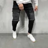 Herren-Jeans mit Reißverschluss, Röhrenjeans, Modetrend, große Tasche, Reißverschluss, High Street, Denim-Bleistifthose, Designer-Frühlings-Männer-Skateboard-beiläufige dünne Hose