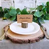 40st naturlig träbark memohållare för fest dekorativa trä stapel namn plats korthållare meny bröllop födelsedag dekor A35 Y201006