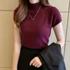 Casual Tricoté Femmes Tops Femmes Vêtements Blusas Summer Solid Slim Turtleneck Blouse Mode Chic Vêtements coréens 8622 210527