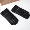 Rękawice bez palców Zimowa skórzana rękawiczka owczech futra czarny dla jazdy