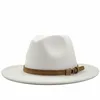 Femmes hommes laine Fedora chapeau avec ruban en cuir Gentleman élégant dame hiver automne large bord Jazz Panama Sombrero casquette