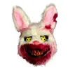 Halloween Designer White Bunny Rabbit Masker Bloody Griezelige Horror Killer Masque Scary Adult Masks Jurk