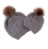 Correspondência de chapéus para mãe filha com Pompom de malha boné crochet ski chapéu mãe criança bebê christmas presentes 5 cores fashion beanie