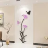 Nouvelle arrivée Lily Papillon Acrylique DIY Chambre Matin Gloire Autocollant TV Fond Décoration Murale 210310