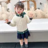 "Adorables ensembles de vêtements pour bébés filles – Tenues tendance tricotées 2 pièces pull décontracté manteau jupe – Parfait pour le printemps et l'automne 2024"