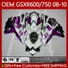 حقن OEM لسوزوكي GSXR 600 750 CC GSXR-750 K8 GSXR-600 600CC 750CC الأرجواني الأبيض 08-10 الجسم 88NO.149 GSX-R600 GSXR750 08 09 10 GSXR600 GSX-R750 2008 2009 2010 Fairing