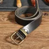 Belts Top Natural Thick Cowhide Leather Retro Casual Brass Buckle Japanese And Korean Style Men's Belt Designer Jeans Fier22