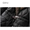 GXHJ Womens Casual Elegant Coat Female Cotton-Padded Quilted Parka Jacket Down Padded Winter Outwear Fake fur collar 211013