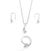 Bianco argento argento vera goccia d'acqua ciondolo catena collana orecchini anello regalo per feste unico gioielli moda donna
