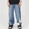 Mäns Jeans Oversized Loose Hip Hop Streetwear Pant Casual Patchwork Pattern Color Blocks Byxor