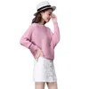 Batwing Rękaw Loose Jesień Kobiety Sweter Sweter żółty Dzianiny Moda Kobiet Pull Przyjazd Paski Pulowers i Swetry 210914