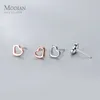 Simple Hollow Out Thick Hearts Stud Earring for Women 925 Sterling Silver Fashion Anti-Allergy Ear Pin Fine Jewelry 210707