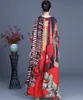 VANOVICH Chinese Style Long Dress Women Summer V-neck Ladies Printing Pluz Size Temperament Clothing 210615