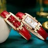 Relógios de pulso moda feminina relógios casual pulseira de couro quartzo relógio de pulso para mulher retângulo dial senhoras clock275m