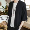 Ethnic Clothing Japanese Men Cardigan Kimono Traditional Cotton Linen Samurai Streetwear Yukata Male Haori Mens Oversize Shirt