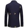 Pyjtrl Mens Fashion Autumn Winter Quality Luxurious Bee Embroidery Woolen Blazer Wedding Prom Singers Blazers Costume 201124