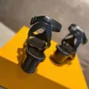 Женские кожаные сандалии золото металлическое кольцо Faro Летнее дизайнерское дизайнерское ремешок для лодыжки Сквашка средняя каблука резиновая подошва размер сандалии Eu35-42