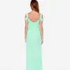 Plus Size Sexy Off The Shoulder Chiffon A Line Bruidsmeisjes Jurken Lange Backless Plooien Side Slit Maid of Honour Jurken Summer Beach Wedding Guest Prom Dress Al8814