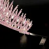 Hair Clips & Barrettes Bridal Crown Headwear Wedding Birthday Headdress Pink Rhinestones Retro Luxury Accessories For Female LL@17