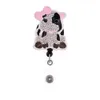 Mignon Key Ring Animal Cow Rhingestone Retractable ID Holder pour infirmier nom accessoires badge bobine avec alligator clip306o