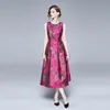 Casual Kleider High-End-Frauen Elegante Luxus Jacquard Kleid Weibliche Vintage Designer Event Party Vestidos Qualität Lange Büro Retro Robe