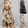 Moslim Jurk Womens Retro Bloemen Gedrukt Maxi Vrouwelijke Zonnejurk Abaya Dubai Hijab Kaftan Vestidos Gewaad Zomer 210712