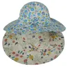 Verão Bebê Chapéu Curva Floral Meninas Bucklet Chapéus Viagem Beach Big Brim Crianças Tampão Com Corda Windproof 12 Designs DW6481