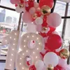 123 stks Baby Shower Ballonnen Garland Arch Kit Roze Rood Wit Verjaardag Bruiloft Douche Verjaardag Party Global Decoration Supplies X0726