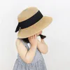 Berretti Cappelli Estate Bambini Nodo a farfalla Cappello Fedora in paglia Bambini Visiera Spiaggia Sole Neonate Cappello a tesa larga Floppy Panama Per Ragazza