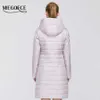 Miegofce Designer Womens Bomulljacka med dragkedja och Mellanlängd Beständig Hooded Collar Kvinna Raincoat Windproof 210918