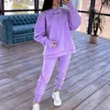 Lã Imprimir Hoodies Calças Conjunto das Mulheres Outono Loxo Longo Pulana Sweatpants Terns Feminino Casual Street Sports Sets 211105