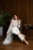 2022 Mode Bröllopsklänningar Sheer Long Sleeve Lace Top Bridal Gowns Pant Suit for Weddings Vestido de Novia