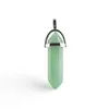 Natural Crystal Hexagonal Column Pendant Spirit Pendulum Power Stone Stainless Steel Necklace Bullet Pendant