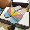 New Women Double Mules sandals Leather slides designer slides Silver sequin embroidered slide sandal Summer slippers with box NO274