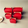 StoBag 10pcs Kraft/Red Handbags basket Candy Biscuit Chocolate Packaging Box DIY Handmade Baby Show Party Wedding Gift Supplies 210602