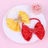 Baby Girls Nylon Headbands Heart Decor Bow Hairband Solid Color Kids Valentine's Day Elastic Children Toddler Three Layer Bowknot WKHA29