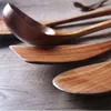 Naczynia kuchenne Drewniane szpatułki Teckwood Nieszczęściowy Pan Spatuulas Długi uchwyt posiłek łyżka Naturalne łyżki Colander Obiadowe Wly BH4713