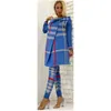 2 pièces tricots pour femmes boutonné cachet haut et pantalon double costume flexible ensemble rayé Turquie Dubaï vêtements de mode ensemble 211101